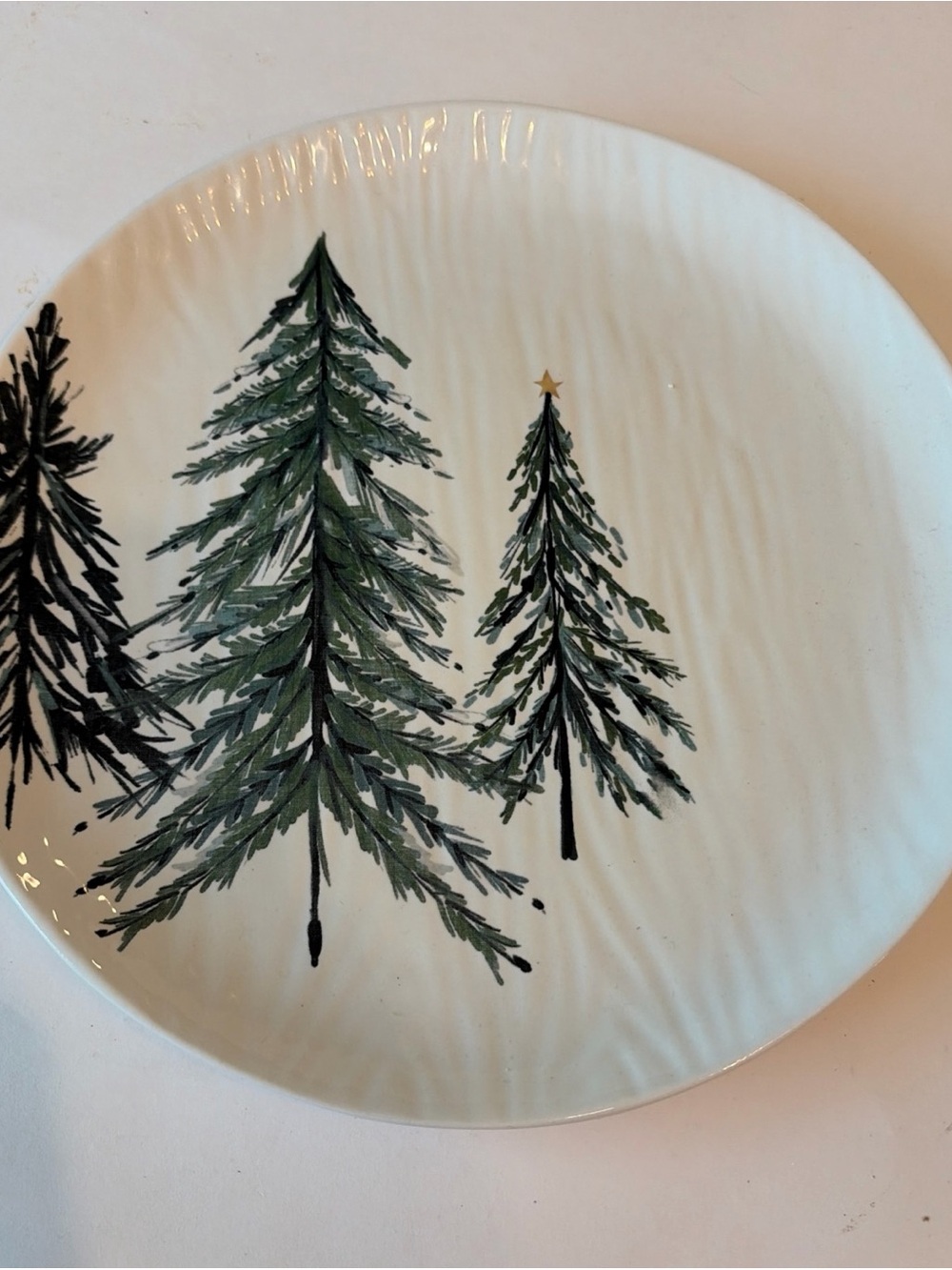 Pier 1 All Spruced Up Dinner Plate & Bowl Christmas Trees Ironstone - Picture 2 of 8